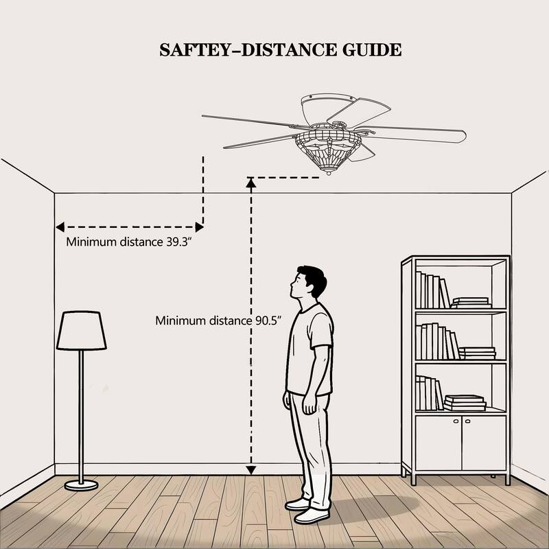 Penana 52-Inch Flushmount Lighted Ceiling Fan Green Blue Dragonfly Tiffany Glass Lamp Black Finish