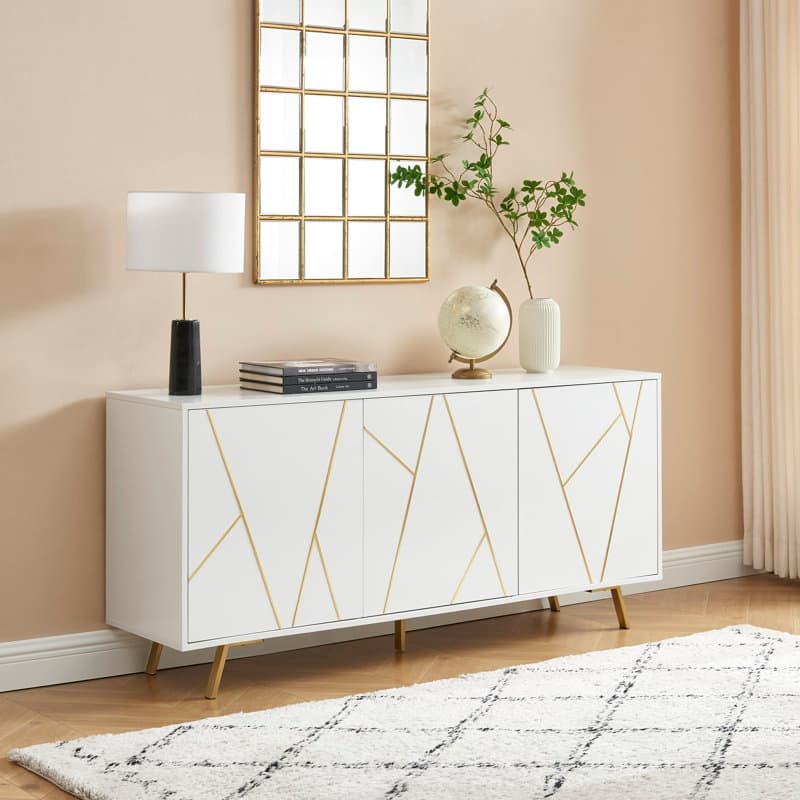 63'' W Wood Buffets and Sideboards Storage Cabinet - White