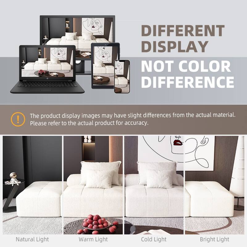 Modern Oversized Modular Chenille Sectional Sofa with 2 Ottomans and 2 Seat, 4 Pillows for Living Room