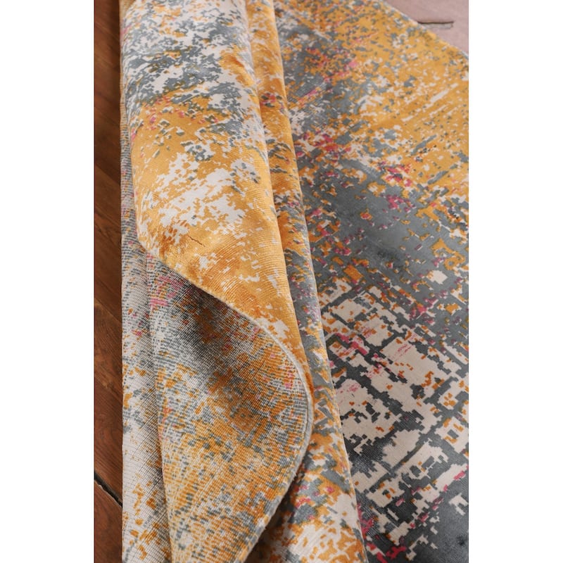 Contemporary Abstract Area Rug Hand-Knotted Bedroom Wool Carpet - 5'3" X 7'5"