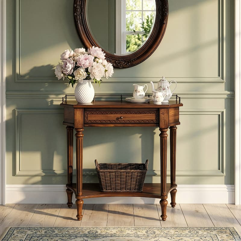 Charleston One Drawer Console Table - Brown