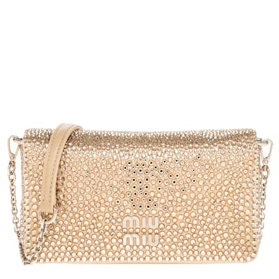 Miu Miu Crystal Embellished Satin Mini Shoulder Bag