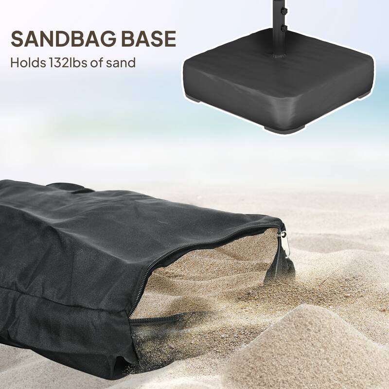 Outdoor Double-Sided Patio Umbrella with 40-Degree Tiltable Canopy 35 Solar LED Lights Steel Frame and Weighted Base