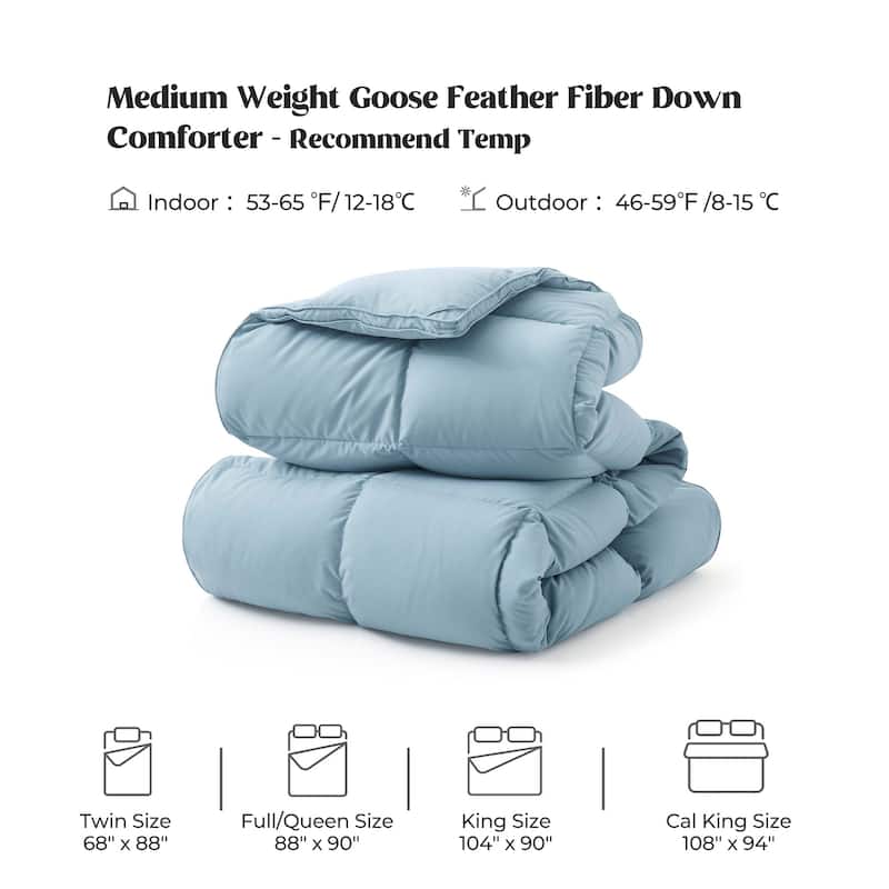 Year-round & Lightweight White Goose Down Duvet Insert Comforter - Cal King (108"x94") - All Season Steel Blue