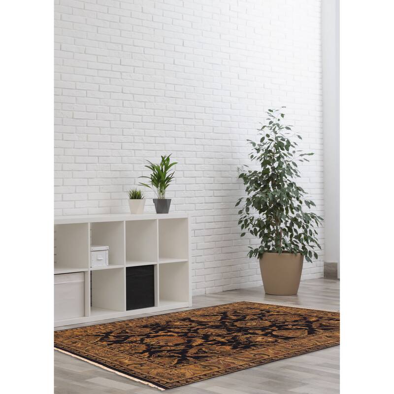 ECARPETGALLERY Hand-knotted Finest Agra Jaipur Black Wool Rug - 4'0 x 5'11