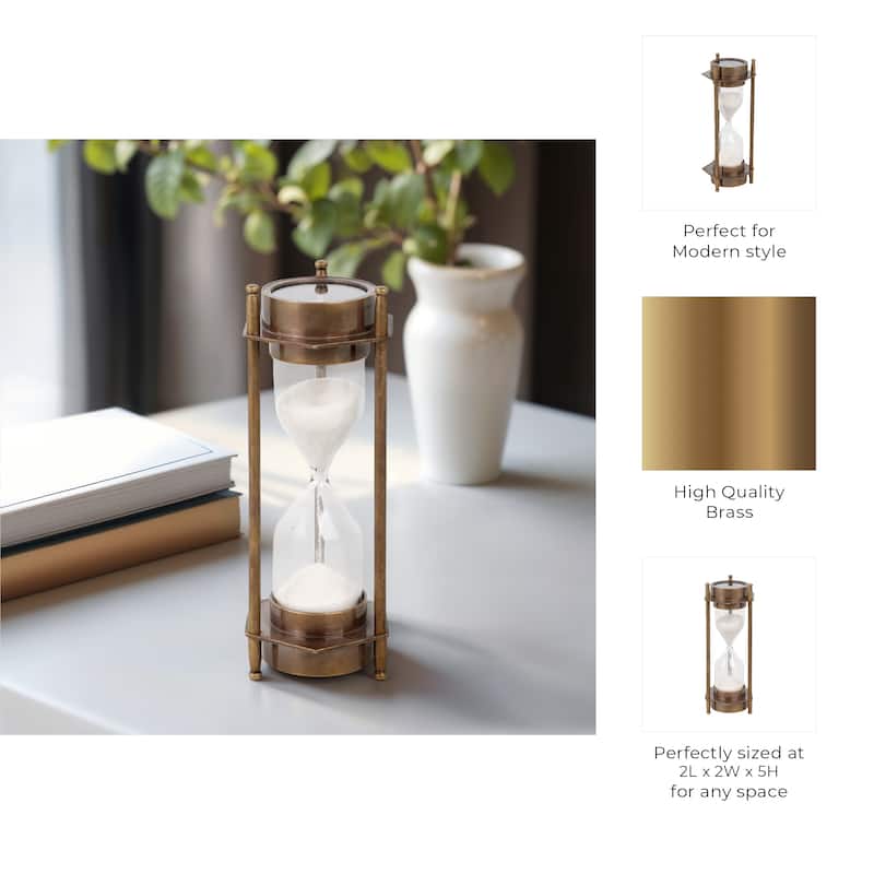 Metal Decorative Object Compass Design Transitional Accent - 5" Brown - 2" x 2" x 5"