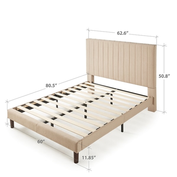 Priage by ZINUS Debi Beige Channel Stitched Platform Bed Frame