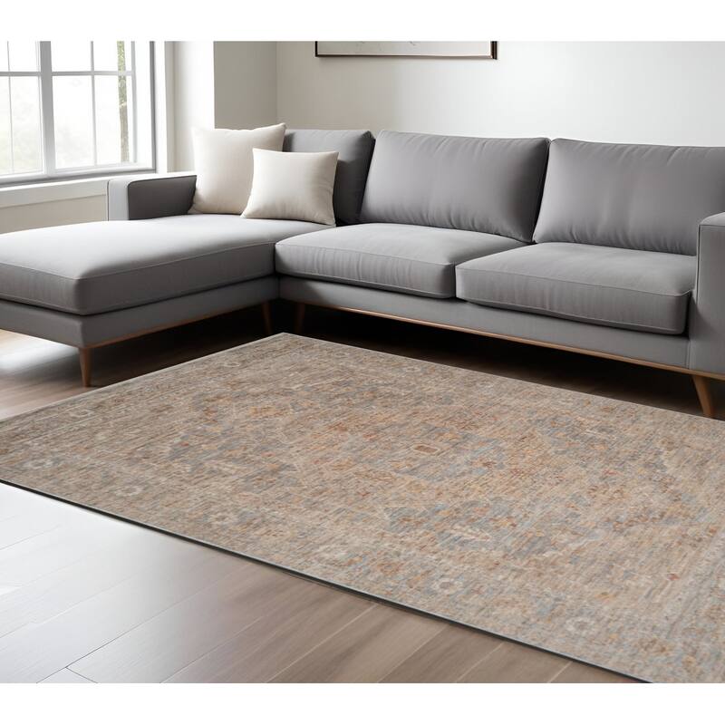 HomeRoots Floral Medallion Traditional Rectangle Area Rug - 117.00 in. x 93.00 in.  x 0.30 in.