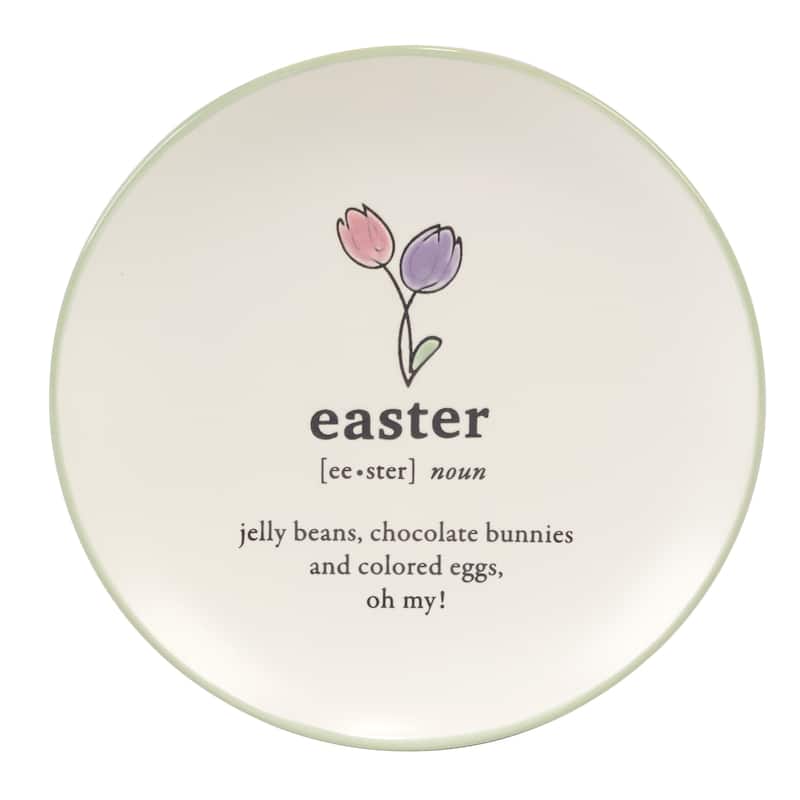 Certified International Easter Words 6" Canape/Luncheon Plates, Set of 4 - 6" Dia. x 0.5"