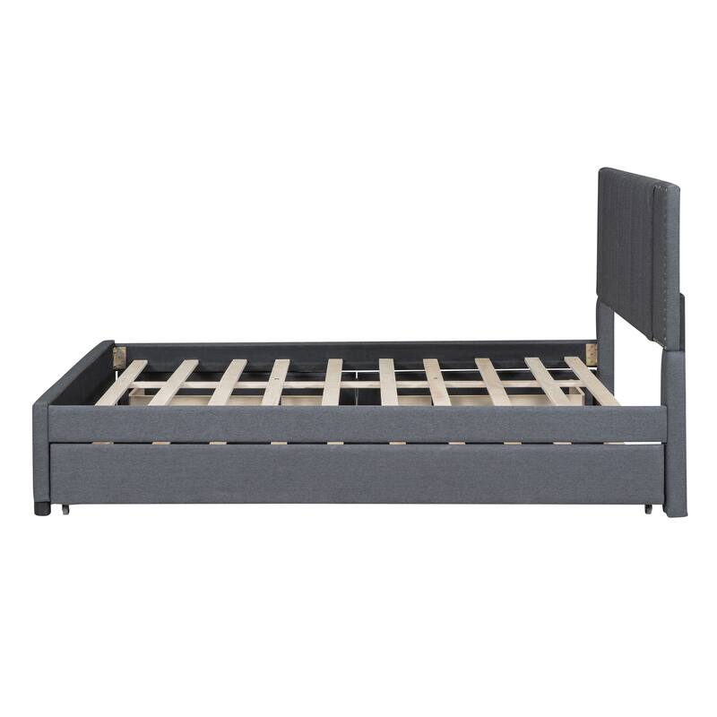 Modern Upholstered Platform Bed with 2 Drawers and 1 Twin Size Trundle