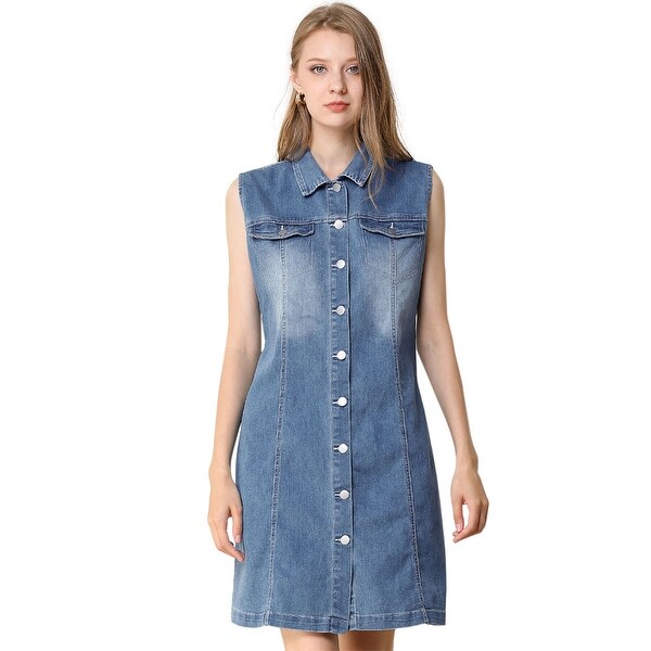 womens sleeveless denim dress