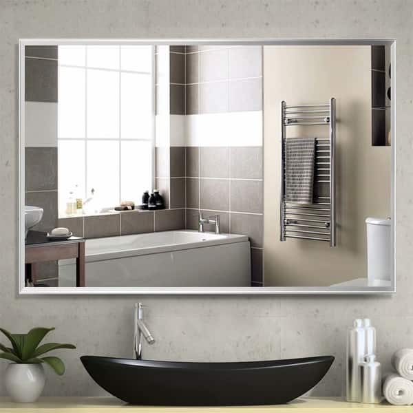 Shop Rectangular Wall Mounted Makeup Silver Mirror For Living Room