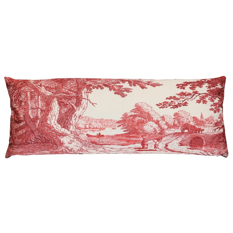 StyleCraft Reverie Toile Pillow - 36" x 14" - Claret, Ivory