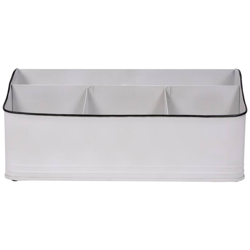 14.25" White Rectangular Kitchen Utensil Storage Holder
