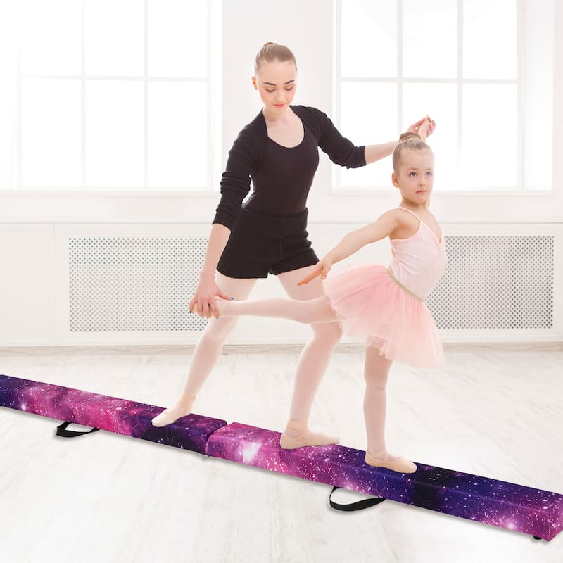 9 Feet Kids Balance Beam for Home Foldable Gymnastics Beam with Non-Slip Bottom and Wood Frame - 108” x 4" x 3" (L x W x H)
