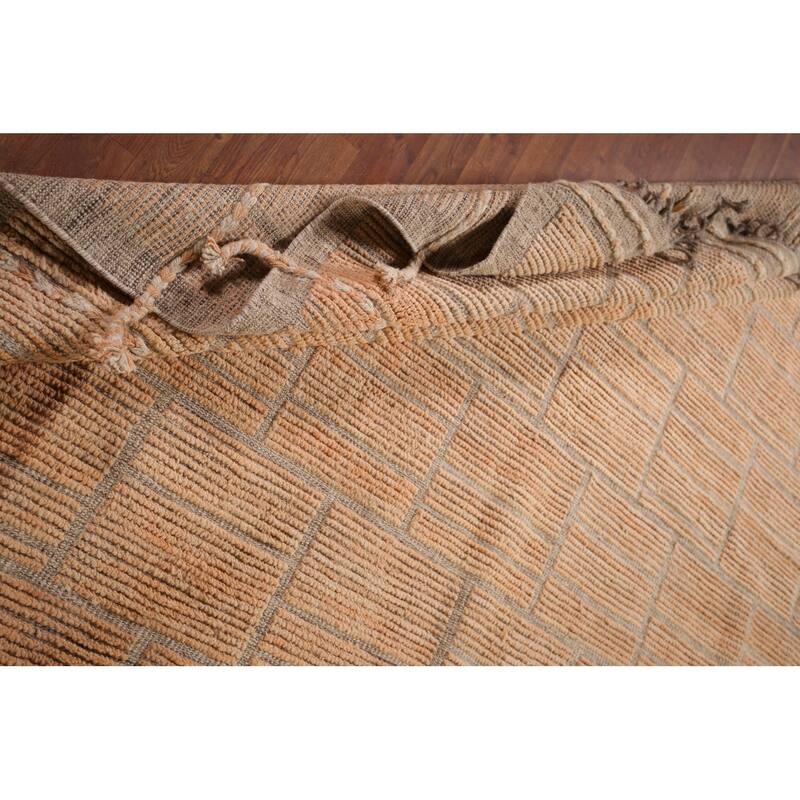 Striped Moroccan Area Rug Handmade Wool Carpet - 8'11"x 12'6"