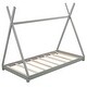 preview thumbnail 4 of 18, Twin Size House Platform Bed with Triangle Structure, X-Shaped Safety Railings, Headboard, and Sturdy Pine Wood Frame, Grey