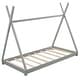 preview thumbnail 4 of 18, Twin Size House Platform Bed with Triangle Structure and Safety Railings, Grey