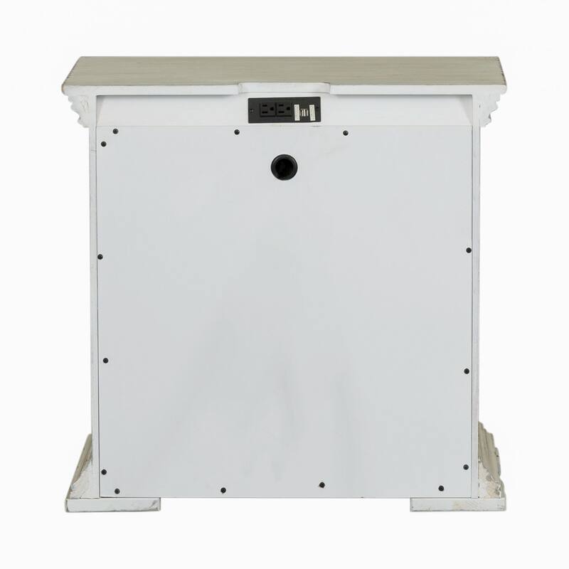 Big Valley Whitestone Distressed 2 Drawer Night Stand Charging Station
