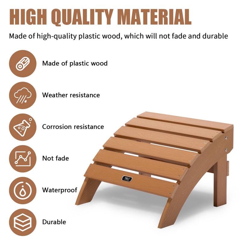 Anmytek All-Weather Fade-Resistant Adirondack Ottoman Footstool Plastic Wood Outdoor Furniture