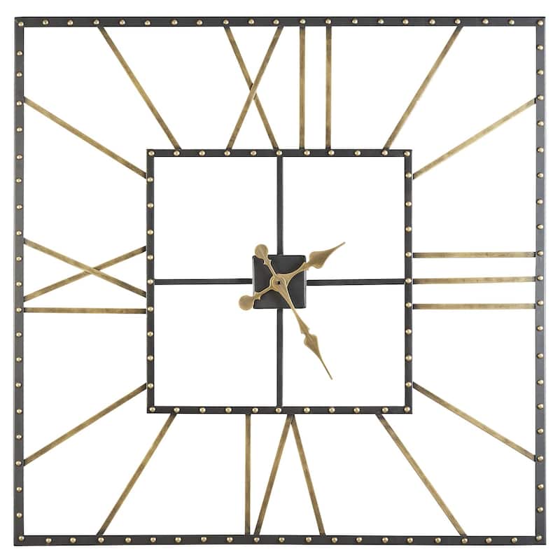 Thames Contemporary Black/Gold Wall Clock - 40" W x 1.5" D x 40" H