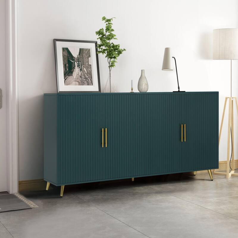 Wood TV Stand with Storage Cabinet & Adjustable Shelves - 15.70 x 60.00 x 32.30