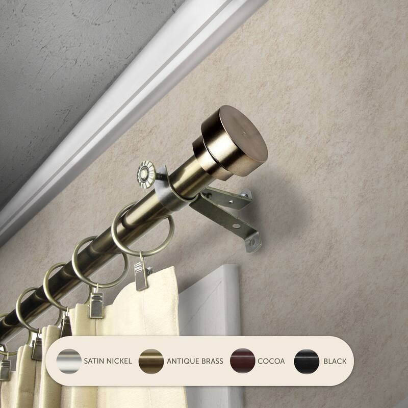 InStyleDesign Bowler Adjustable Curtain Rod - 48 to 84 inches - Antique Brass