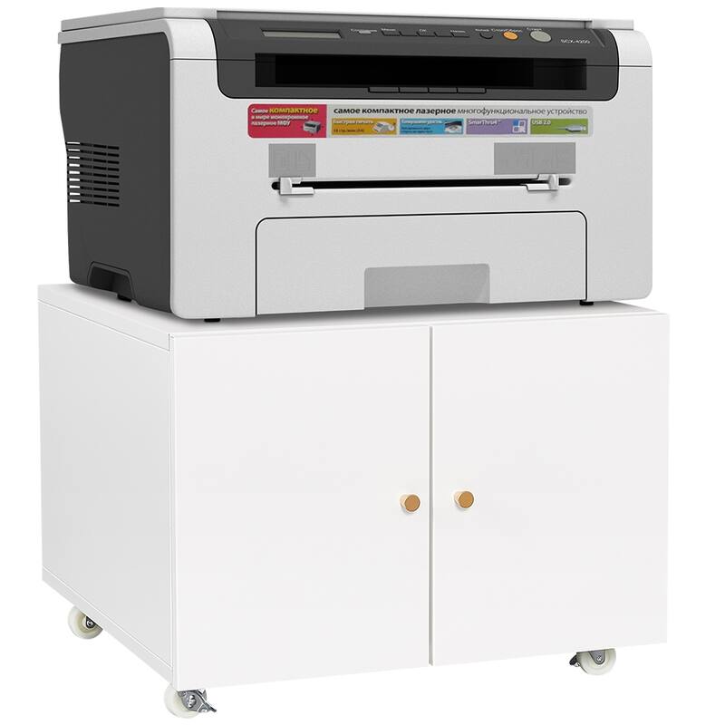Anmytek White Mobile Metal Printer Stand with Storage Rolling File Cabinet for Home Office