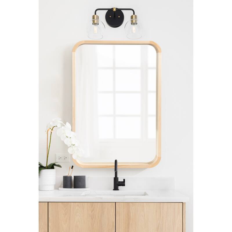 Kate and Laurel Hutton Wood Framed Radius Rectangle Mirror