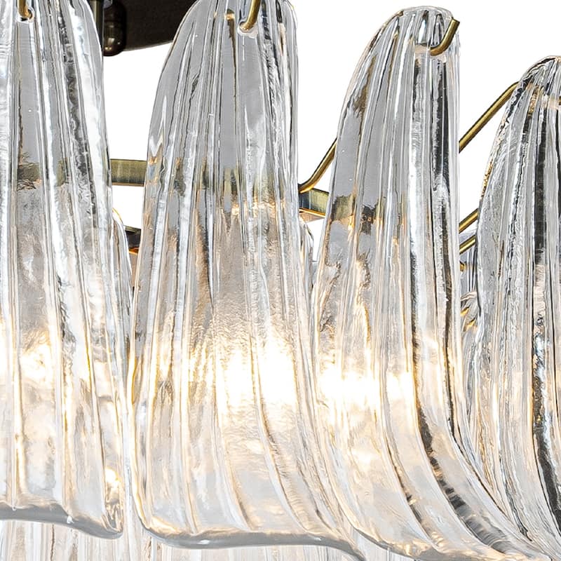 24'' Wide Vintage Mid-Century Modern Flush Mount 4-Light 4-Tier Clear Art Glass Pendant With Antique Bronze Finish - W24''