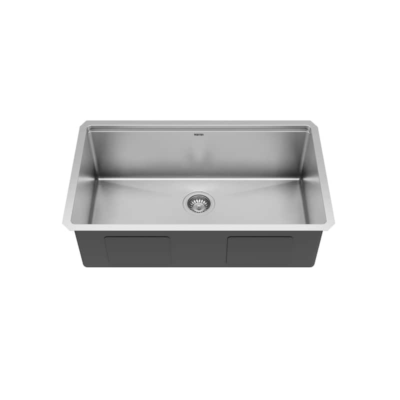 Karran 32" Undermount Large Single Bowl Stainless Steel Workstation Sink