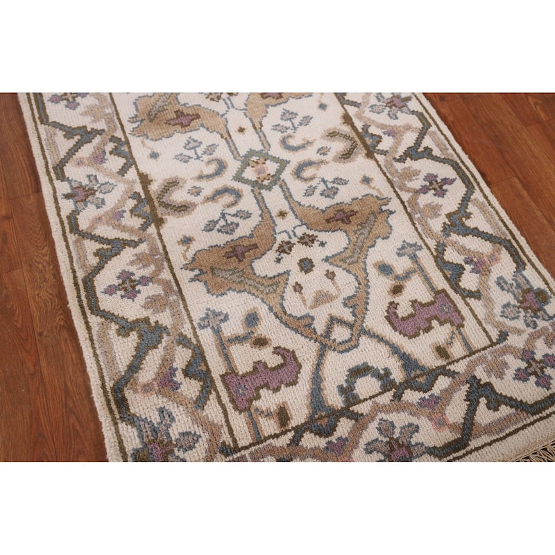 Oushak Oriental Runner Rug Hand-Knotted Wool Carpet - 2'7" x 7'8"
