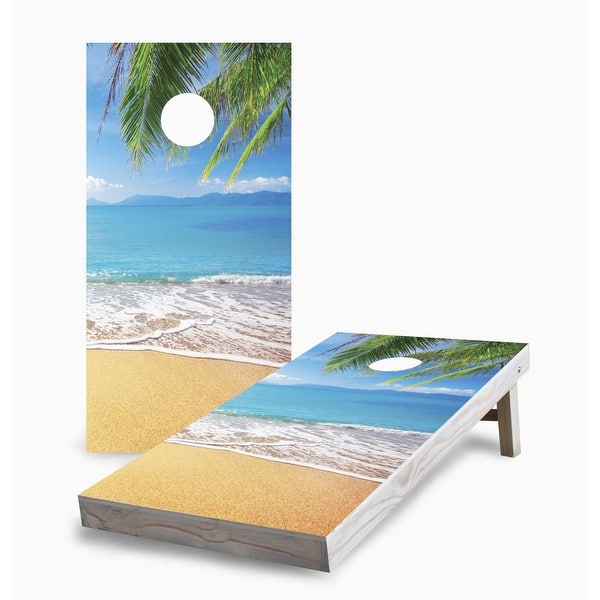 slide 2 of 7, Paradise on the Beach Cornhole Game (Choose Wraps or Boards) 2x4 Boards (24" x 48") - Include ALL Accessories