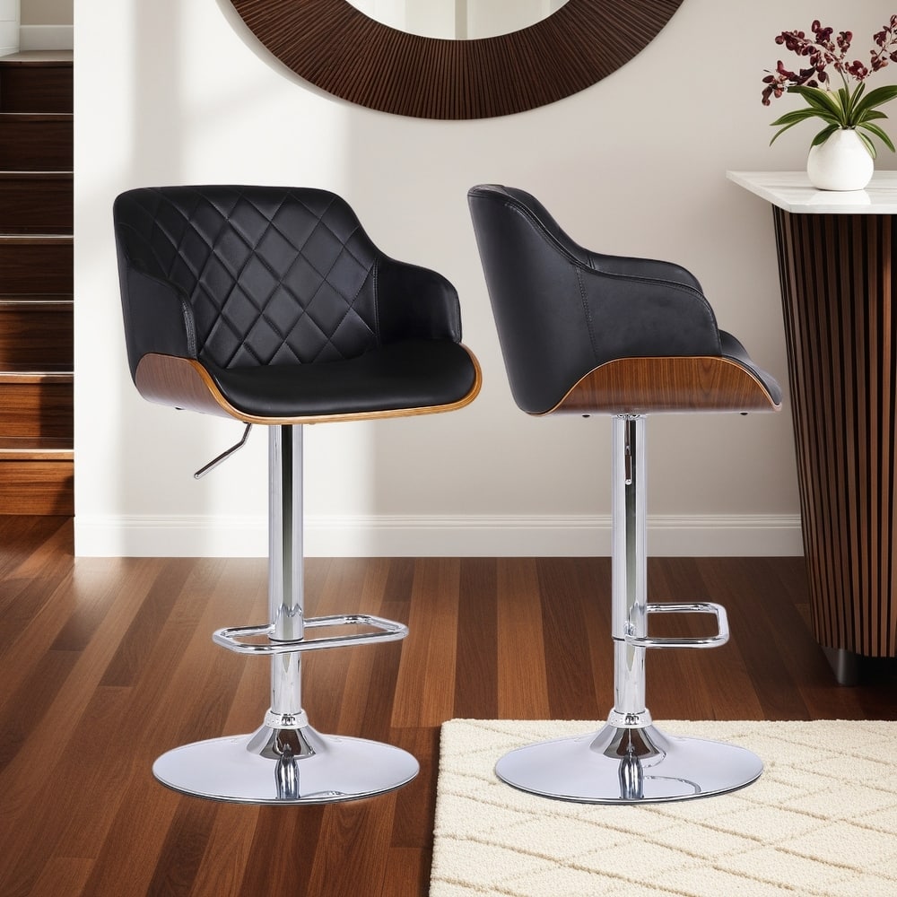 Toby Modern Adjustable Bar Stool, Upholstered Swivel Counter Height Chair with Metal Base