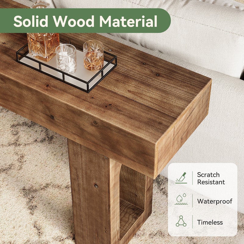 63 Inch Solid Wood Console Table for Entryway / Living Room, Farmhouse Sofa Table Behind Couch - 63" L x 13.8" W x 31.5" H
