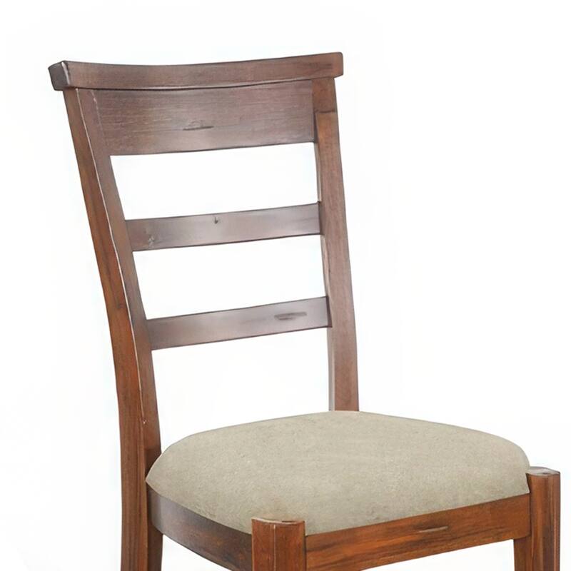 Reggie Side Dining Chair Set of 2, Ladderback, Beige, Brown Mahogany