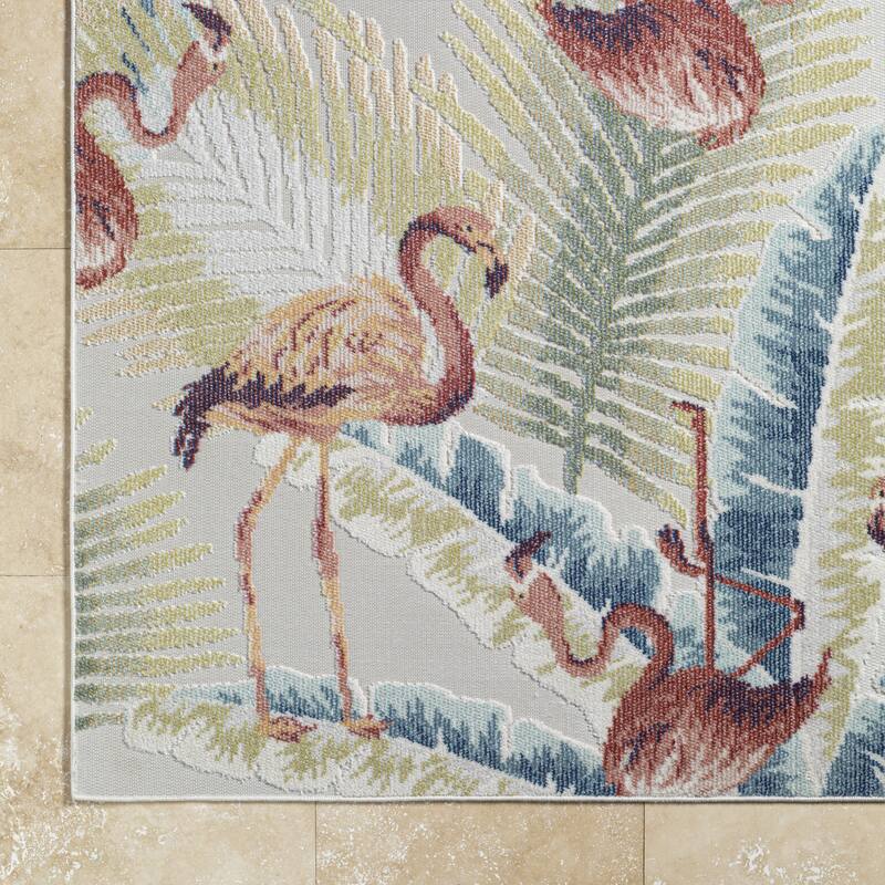 Livabliss Lakeside Tropical Floral Outdoor Area Rug