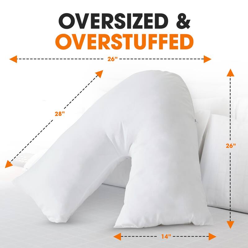 Cheer Collection V-Shaped Kapok Fiber Body Pillow with Removable Washable Cover