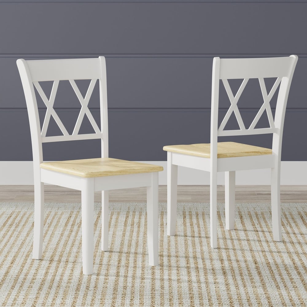 Double X-Back Solid Wood Dining Chair (Set of 2)
