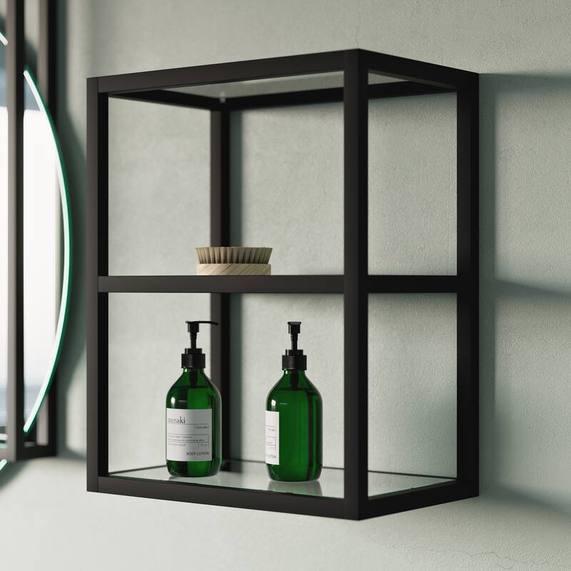 Pierre 16"X20"X10" Wall-Mounted Linen Cabinet In Matte Black - 15.7" x 9.8" 19.7"