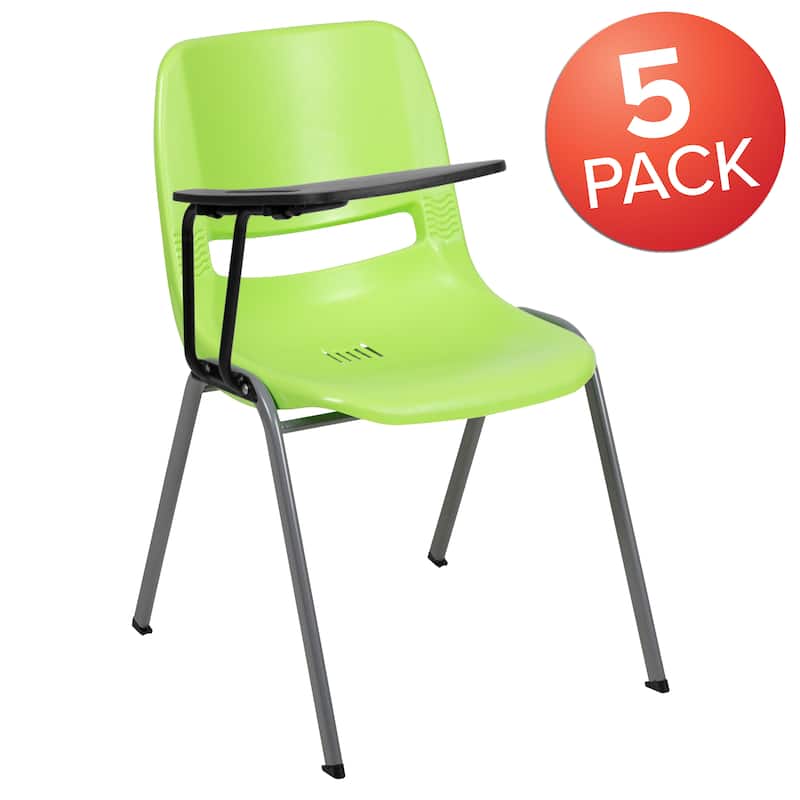 5 Pack Ergonomic Shell Chair with Right Handed Flip-Up Tablet Arm