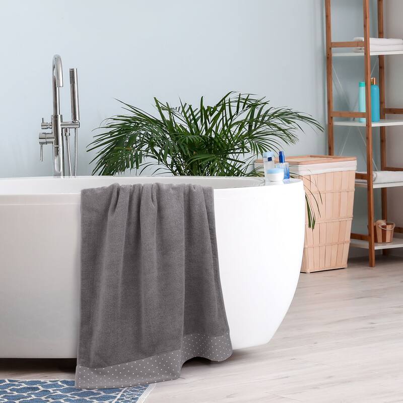 Bath Towel Set 27"x54" Cotton Soft 600 GSM Absorbent - 27 x 54 inch - Taupe Gray-4