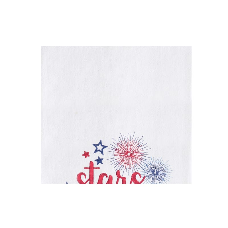 Star Stripes & Summer Nights Embroidered Cotton Flour Sack Kitchen Towel