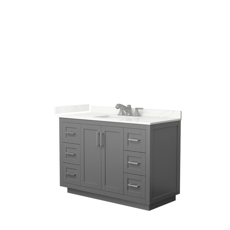 Miranda 48-inch Single Vanity, Quartz Top - Dark Gray, Nickel Trim, Giotto Quartz Top