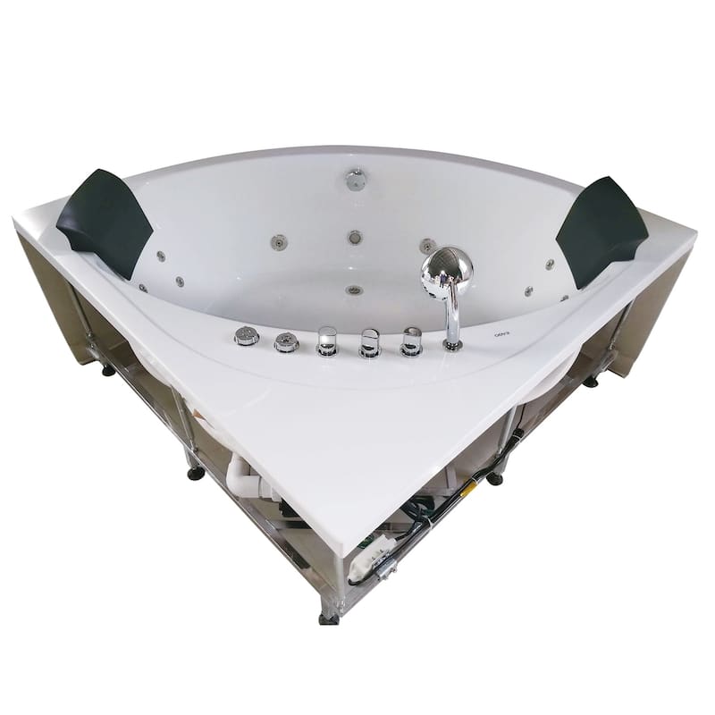 EAGO AM200 5-foot Rounded Modern Double-seat Corner Whirlpool Bathtub