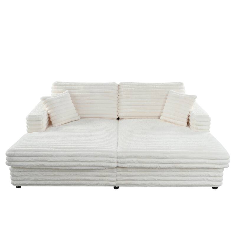 Christopher Knight Home - Alexander Oversized Cloud Loveseat Chaise Lounge with Fluffy Upholstery and Throw Pillows