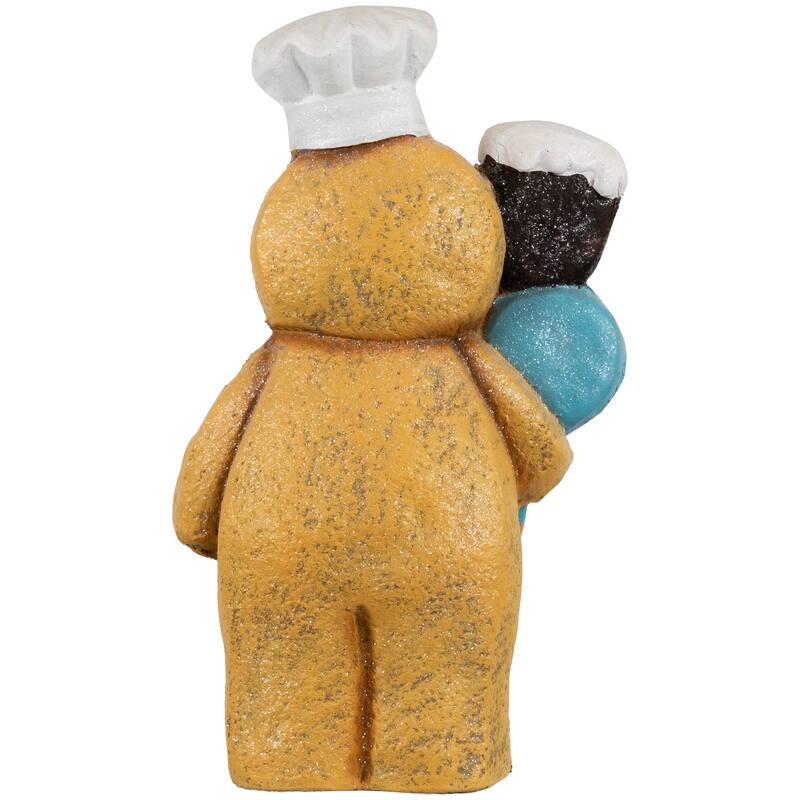 LED Lighted Glittered Gingerbread Snowman Chef Christmas Figure - 17.5"