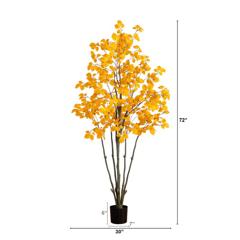 Oyama Magnolia Artificial Potted Tree - 6' - Orange