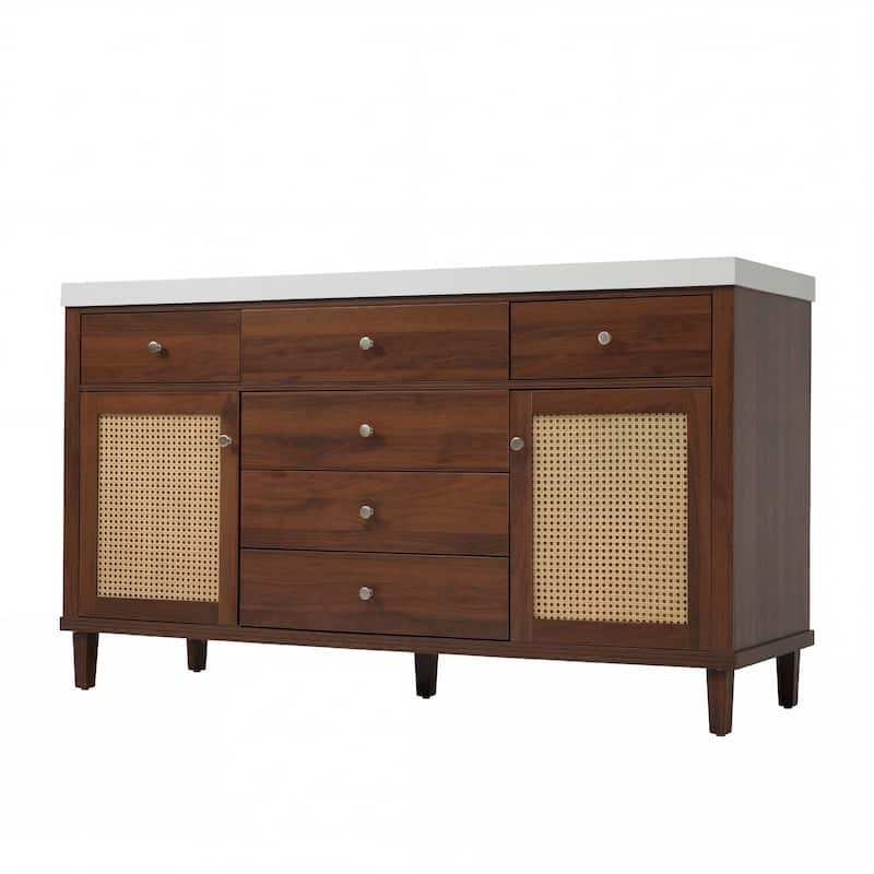 Christopher Knight Home - Emery 60" Bathroom Vanity with SMC Sink, Natural Finish for Modern Large Storage Cabinet