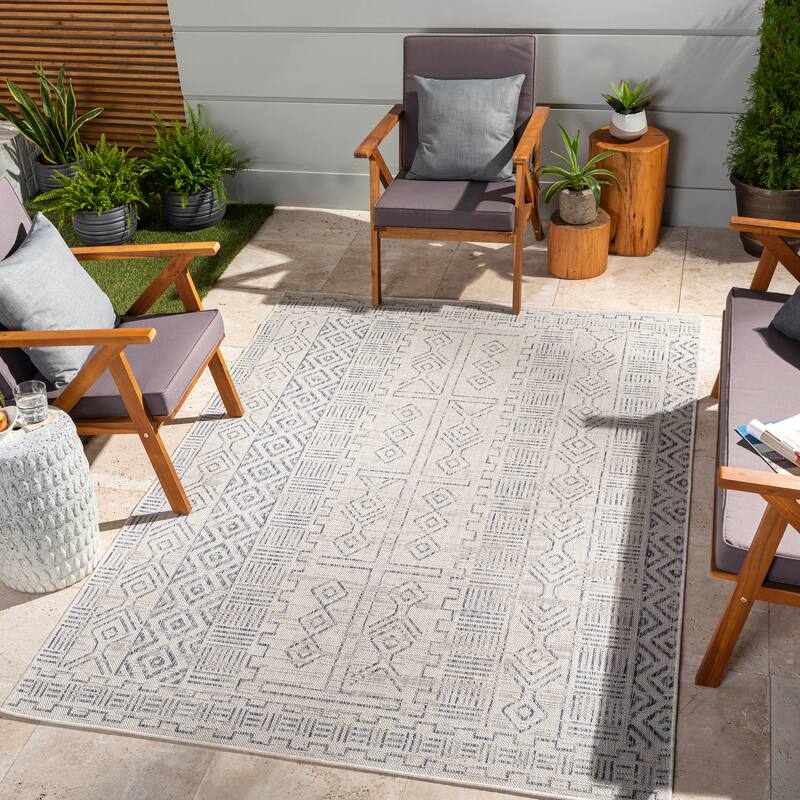 Livabliss Sharie Global Patterned Rug - 7'10" Round - Oatmeal